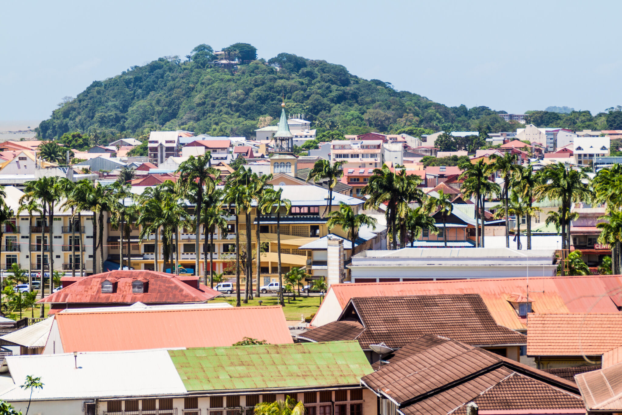 Aerial view of Cayenne, capital of French Guiana Air France Fortaleza