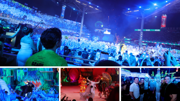 Com shows noturnos que misturam teatro, dança, alegorias monumentais e música regional, o Festival de Parintins também movimenta a economia local. Crédito: Divulgação/MTur