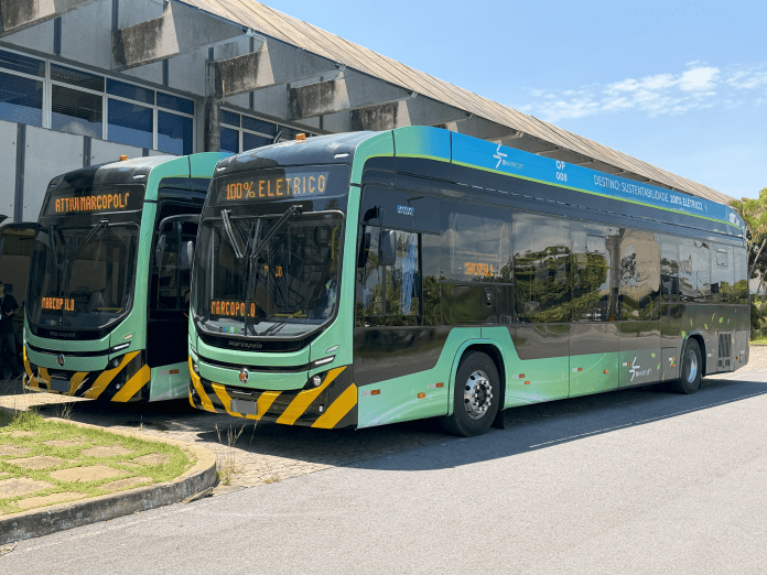 BH Airport incorpora ônibus elétricos à área operacional e amplia estratégia de mobilidade sustentável. Crédito: Divulgação/BH Airport