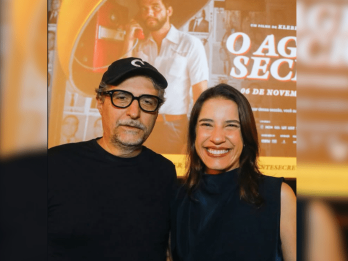 Raquel Lyra, governadora de Pernambuco, postou foto ao lado do diretor Kleber Mendonça Filho. Crédito:Miva Filho
